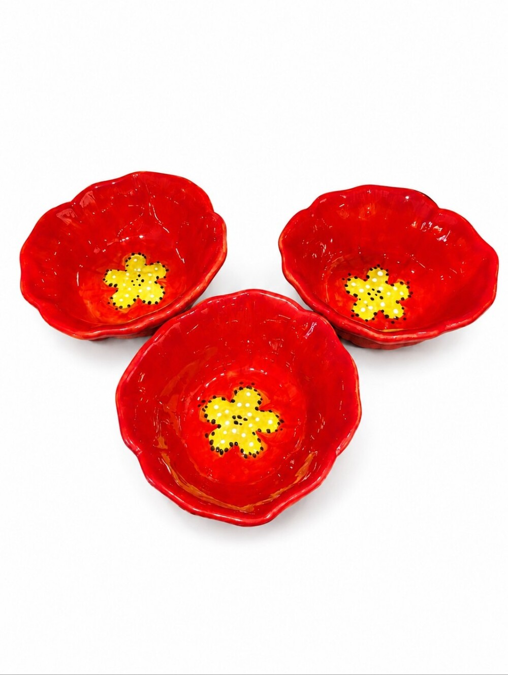 Studio California  Flower Shaped Bowl Set Hand Painted Daisy Cottagecore Kitchen